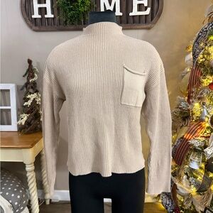 Prinbara • Chest Pocket Knit Mock Neck Sweater